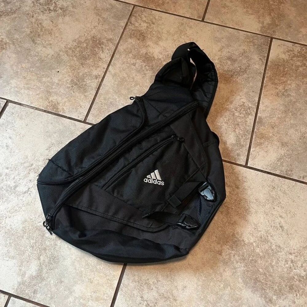 Vintage Y2K Adidas Rydell LoadSpring Sling Backpack Crossbody Bag Black